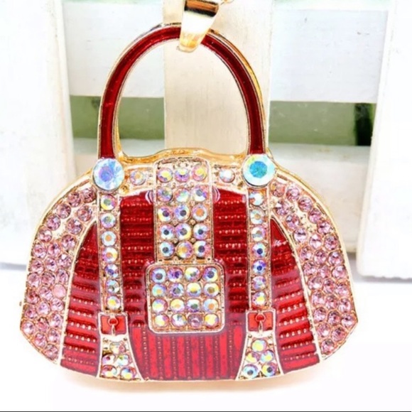 Red and Pink Purse Necklace - Picture 1 of 5